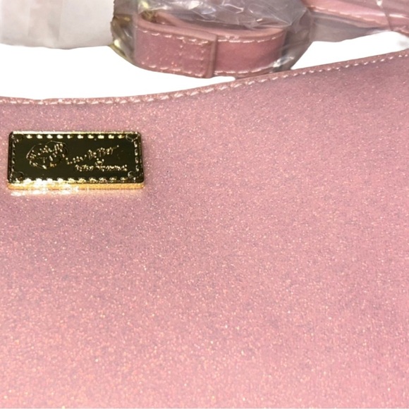 Light Pink Glitter Luv Betsey by Betsey Johnson Gold Chain Shoulder Bag - Picture 7 of 8
